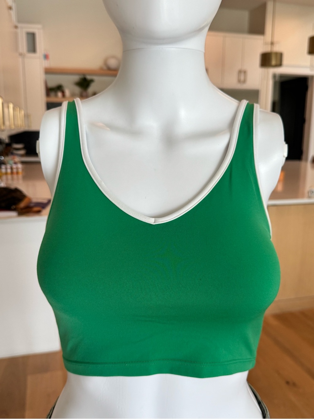 Aerie Women’s Green Scoop Neck Bralette with White Trim